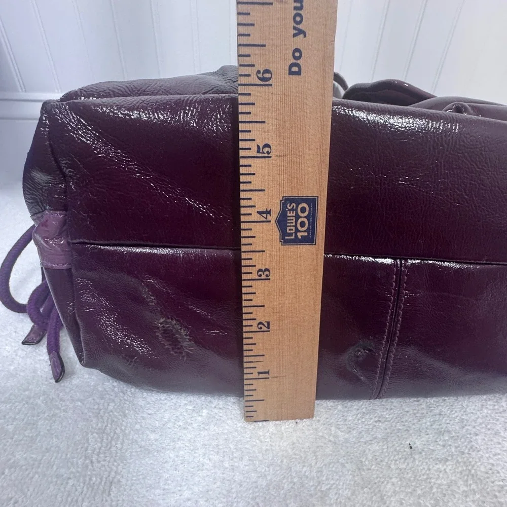 Coach Poppy Spotlight Pocket Hobo Bag Large Burgundy Purple Patent Leather 13869